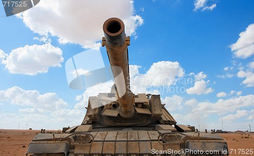 Image of Old Israeli Magach tank near the military base in the desert 