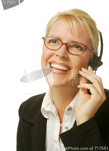 Image of A beautiful friendly secretary/telephone operator.