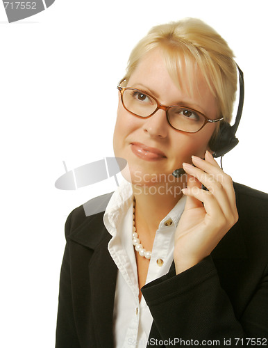 Image of A beautiful friendly secretary/telephone operator.