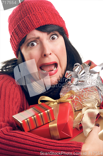 Image of Attractive Woman Holds Gifts