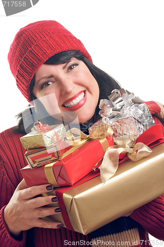 Image of Attractive Woman Holds Gifts