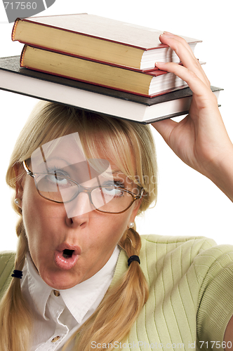 Image of Attractive Woman with Her Books