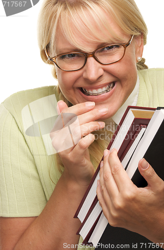 Image of Cute Student with Retainer Carrying Her Books