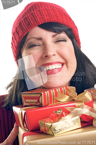 Image of Attractive Woman Holds Gifts