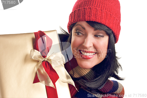 Image of Attractive Woman Holds Gift
