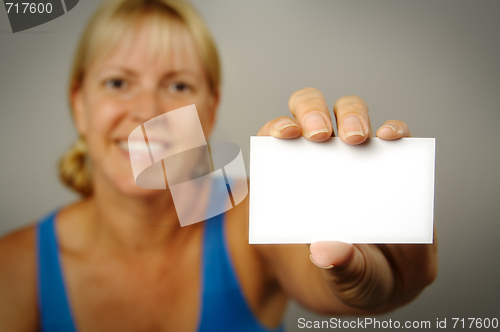 Image of Woman with Blank Business Card