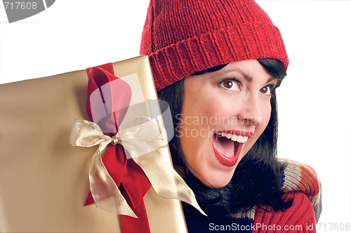 Image of Attractive Woman Holds Gift