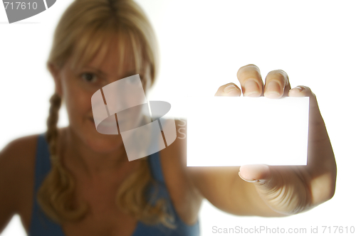 Image of Woman with Blank Business Card