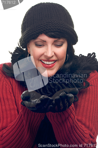 Image of Attractive Woman Holds Her Hands Out