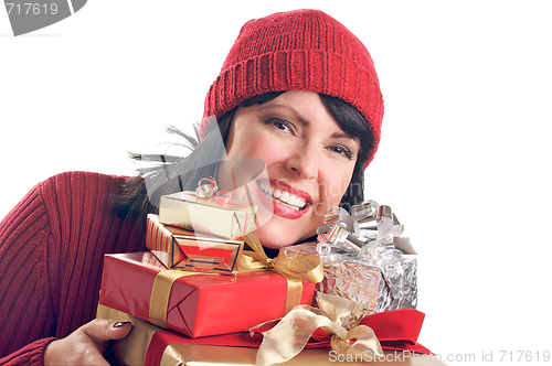 Image of Attractive Woman Holds Gifts