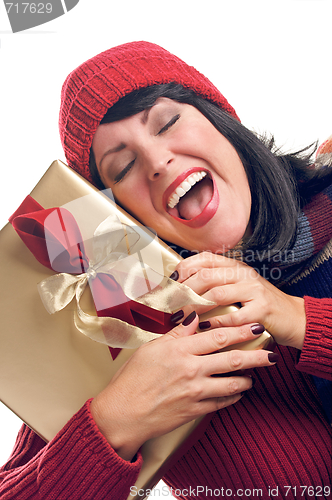 Image of Attractive Woman Holds Gift