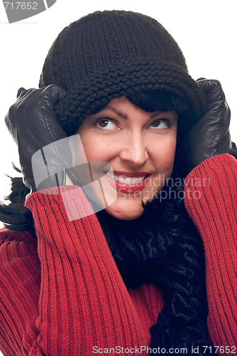 Image of Attractive Woman Holds Her Cap