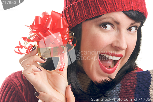 Image of Attractive Woman Holds Gift
