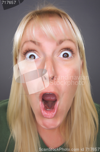 Image of Shocked Blond Woman with Funny Face