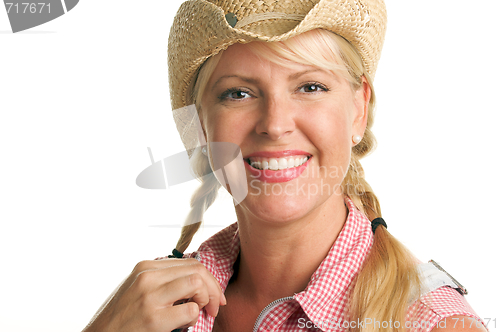 Image of Attractive Blond with Cowboy Hat 