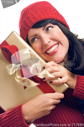 Image of Attractive Woman Holds Gift
