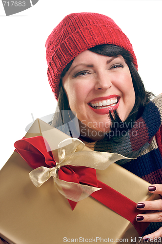 Image of Attractive Woman Holds Gift