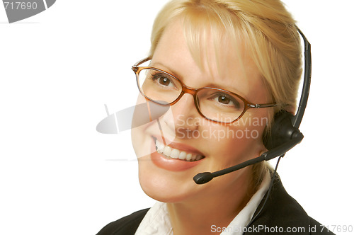 Image of A beautiful friendly secretary/telephone operator.