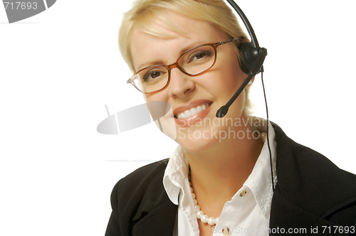 Image of A beautiful friendly secretary/telephone operator.