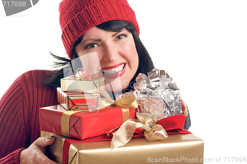 Image of Attractive Woman Holds Gifts