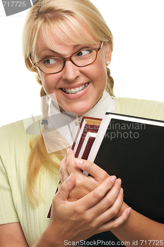 Image of Cute Student with Retainer Carrying Her Books