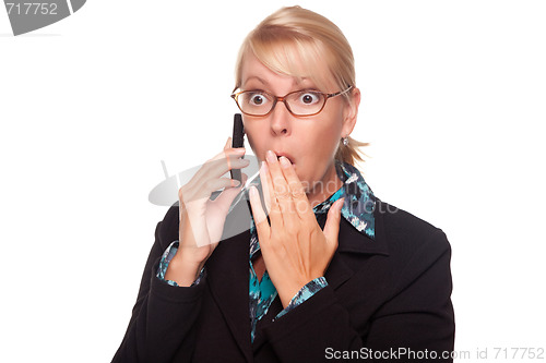 Image of Shocked Blonde Woman on Cell Phone