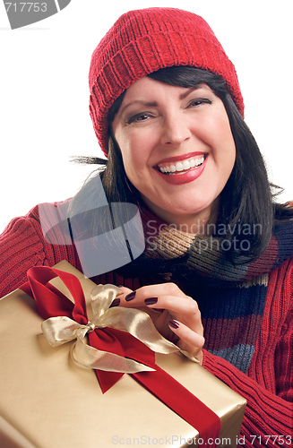 Image of Attractive Woman Holds Gift