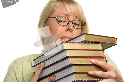 Image of Attractive Student Struggles with Her Books