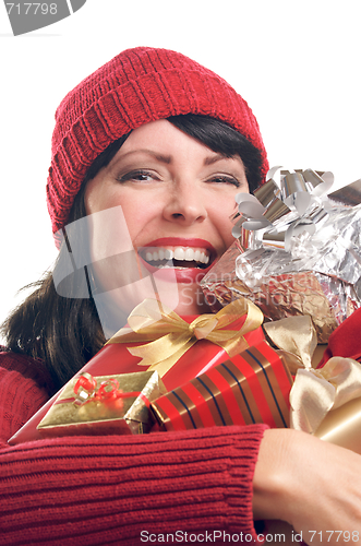 Image of Attractive Woman Holds Gifts