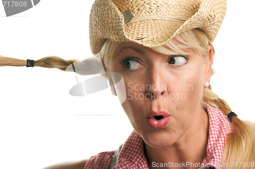 Image of Attractive Blond with Cowboy Hat 
