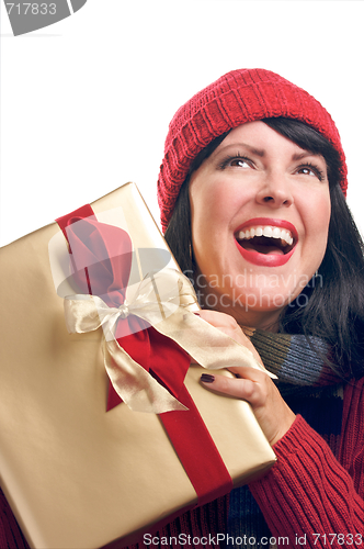 Image of Attractive Woman Holds Gift