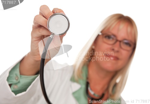 Image of Attractive Female Doctor Holding Stethoscope