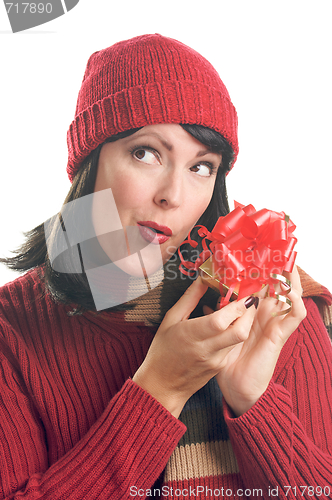 Image of Attractive Woman Holds Gift