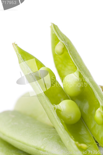 Image of fresh peas on white background