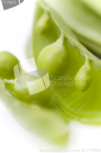 Image of fresh peas on white background