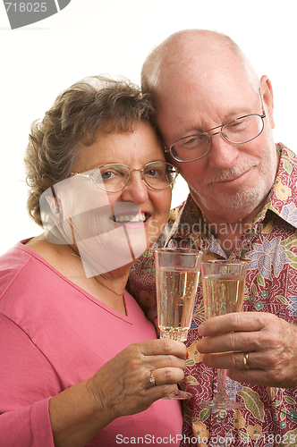 Image of Happy Senior Couple Toasting