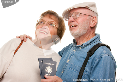 Image of Happy Senior Couple with Passports and Bags