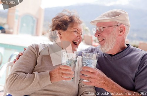 Image of Happy Senior Adult Couple with Drinks