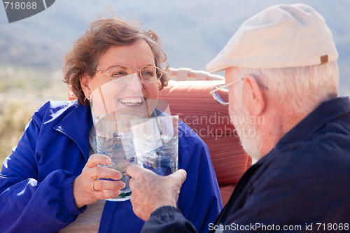 Image of Happy Senior Adult Couple with Drinks