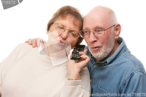 Image of Happy Senior Couple Using Cell Phone