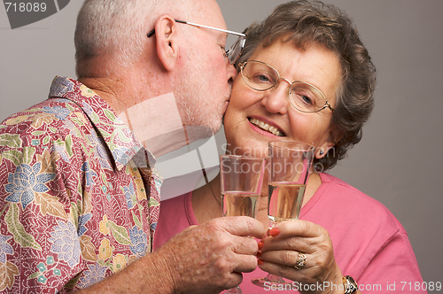 Image of Happy Senior Couple Toasting