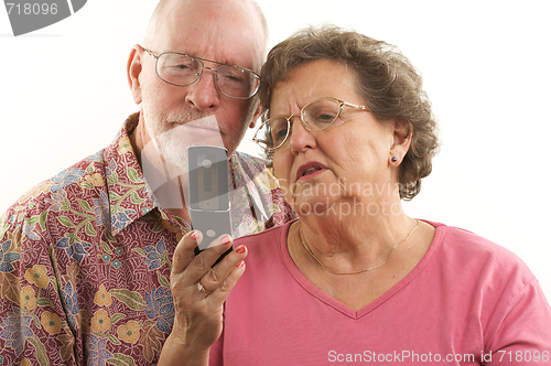 Image of Senior Couple and Cell Phone