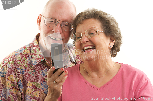 Image of Senior Couple and Cell Phone