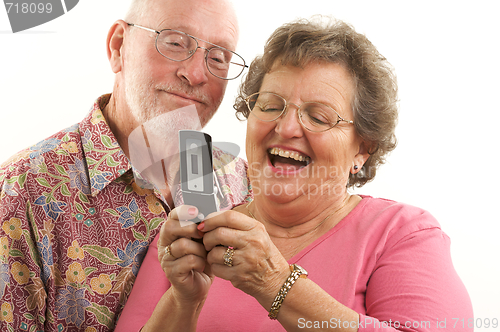 Image of Senior Couple and Cell Phone