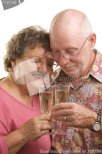 Image of Happy Senior Couple Toasting