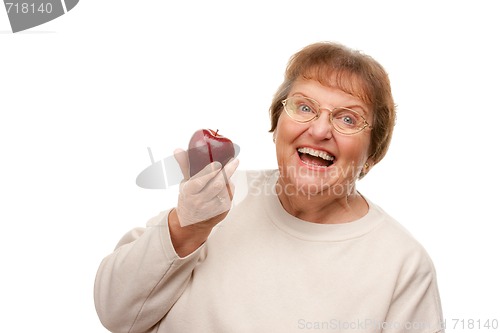 Image of Attractive Senior Woman with Apple
