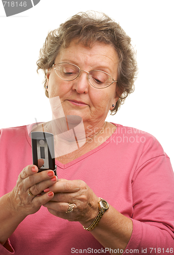 Image of Senior Woman Using Cell Phone