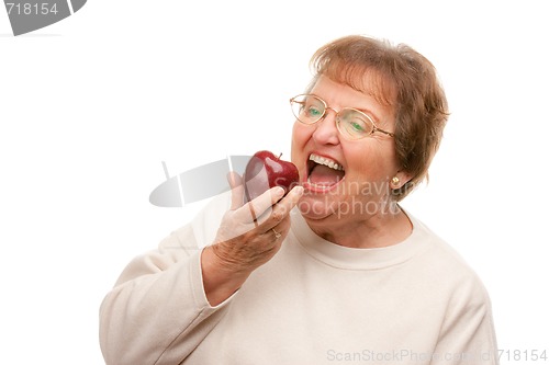 Image of Attractive Senior Woman with Apple
