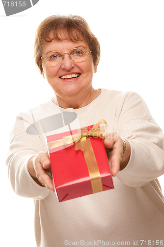 Image of Attractive Senior Woman with Gift
