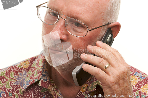 Image of Senior Man Using Cell Phone